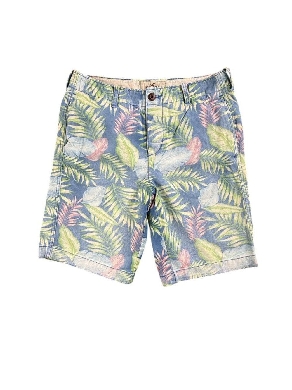 Hollister Shorts Mens 31 Blue Floral Chino Cotton Hawaiian Tropical Summer Y2K
